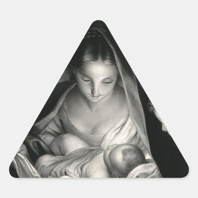Pegatina Triangular Natividad Niño Jesús Virgen María Angelo Blanco Ne (Anverso)