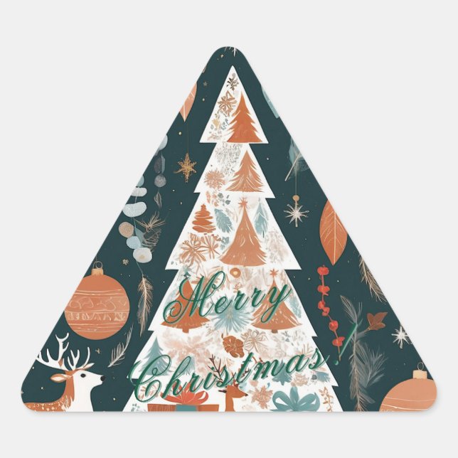 Pegatina Triangular Navidad Elegante Bohemia (Anverso)