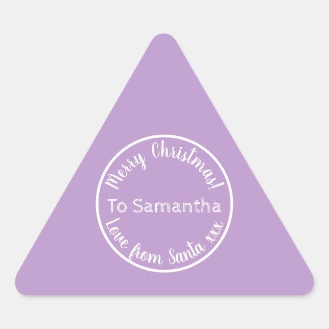 Pegatina Triangular Navidad personalizada de Santa Lilac (Anverso)