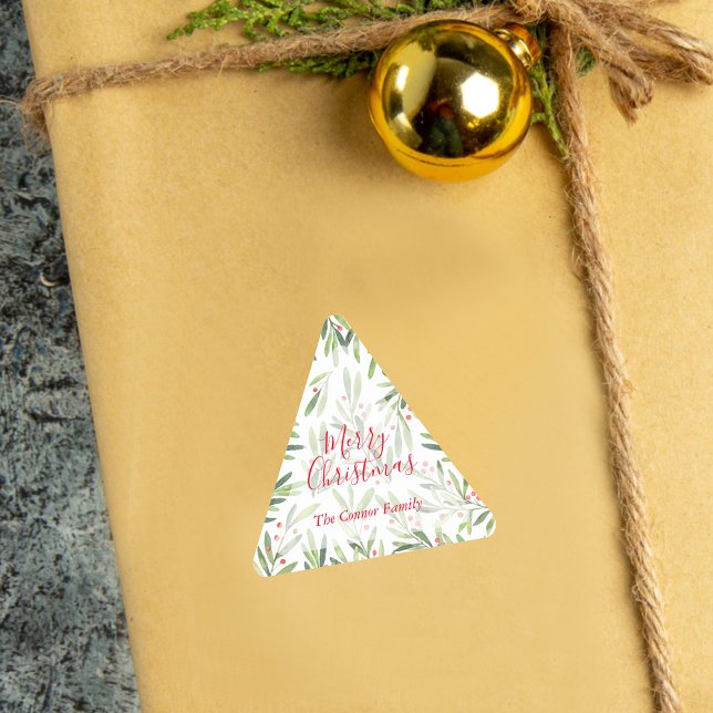 Pegatina Triangular Navidades de feriado de Holly y Berries (Subido por el creador)