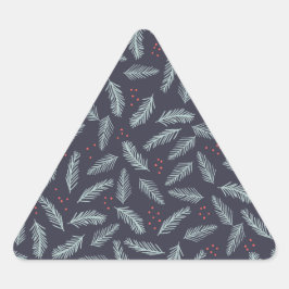 Pegatina Triangular Navidades de White Pine Boughs Feathers Holly Berr