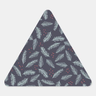 Pegatina Triangular Navidades de White Pine Boughs Feathers Holly Berr