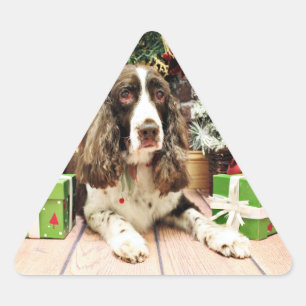 Pegatina Triangular Navidades - English Springer Spaniel - Logan