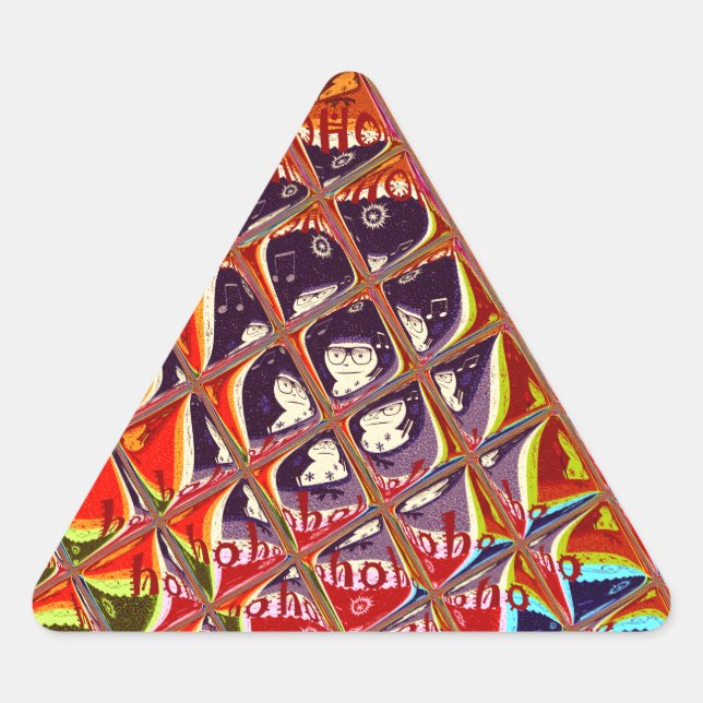 Pegatina Triangular Navidades especiales colores Nieve Santa HoHoho Po (Anverso)