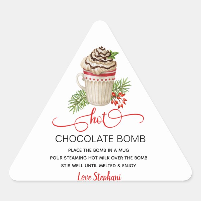 Pegatina Triangular Navidades Pegatinas de bombas de chocolate calient (Anverso)