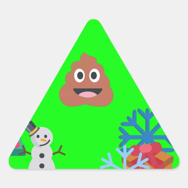Pegatina Triangular navidades poop emoji (Anverso)