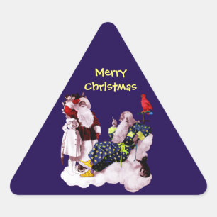 Pegatina Triangular NAVIDADES SANTA CLAUS, Fiesta DE PEQUEÑOS ANGEL Y