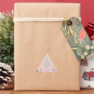 Pegatina Triangular Navidades tropicales Flamingo rosa Santa Hat Baubl