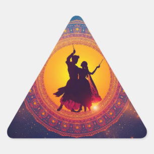 Pegatina Triangular Navratri - Festival de la Devoción y la Danza