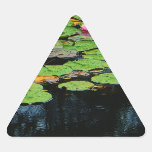 Pegatina Triangular negro loto rosa