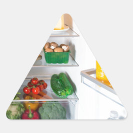 Pegatina Triangular Nevera abierta llena de comida