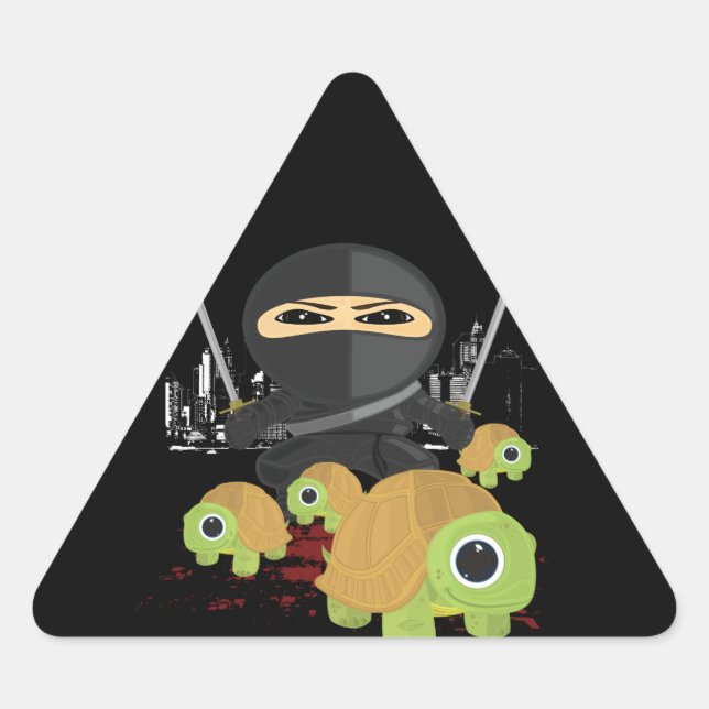 Pegatina Triangular Ninja con tortugas (Anverso)