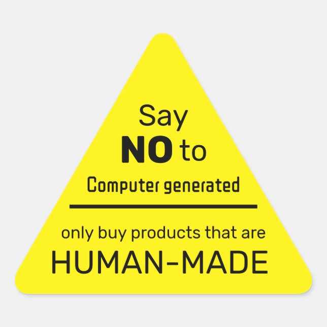 Pegatina Triangular No a la computadora generada - Compra de gente rea (Anverso)