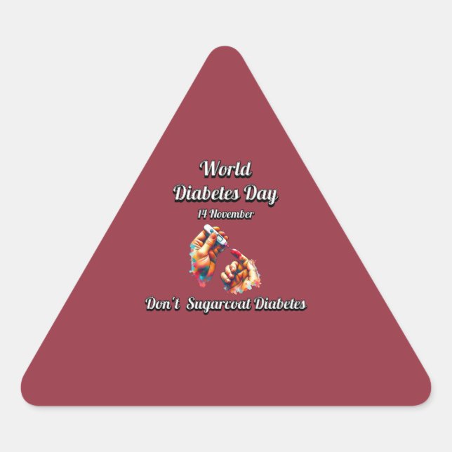 Pegatina Triangular No Azote La Diabetes. Día mundial de la diabetes. (Anverso)