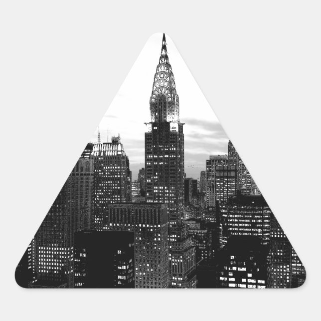 Pegatina Triangular Nueva York en blanco y negro (Anverso)