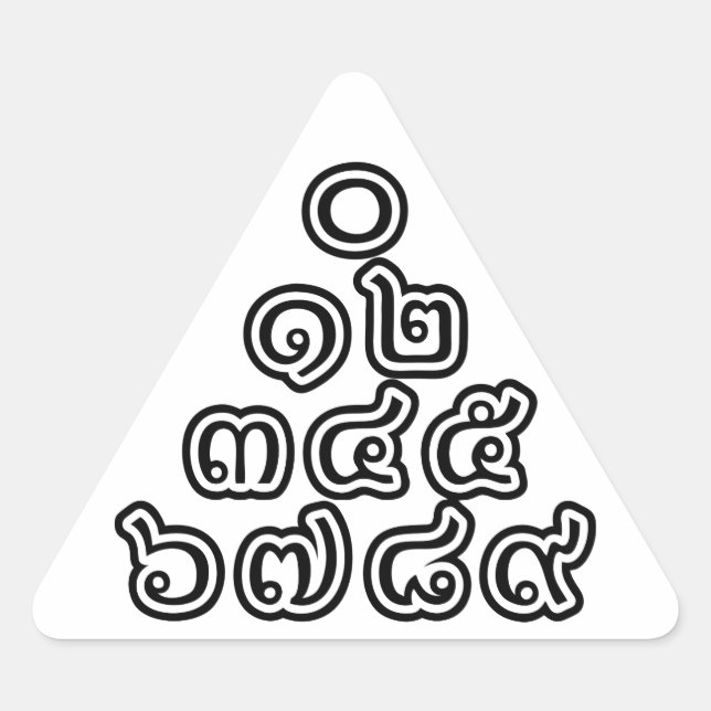 Pegatina Triangular Números tailandeses Pirámide ♦ Guión en tailandés (Anverso)