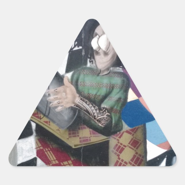 Pegatina Triangular Obra de arte de grafiti abstracto (Anverso)