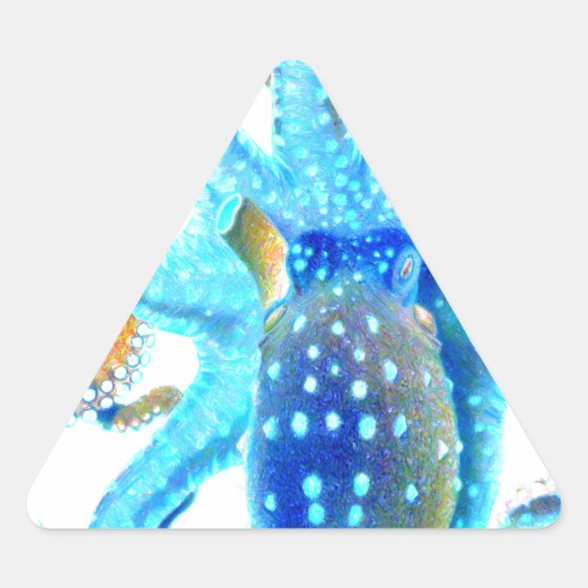 Pegatina Triangular Ocopi azul colorido (Anverso)