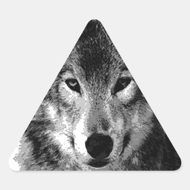 Pegatina Triangular Ojos de Lobo Blanco y Negro (Anverso)