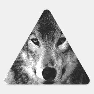 Pegatina Triangular Ojos de Lobo Blanco y Negro
