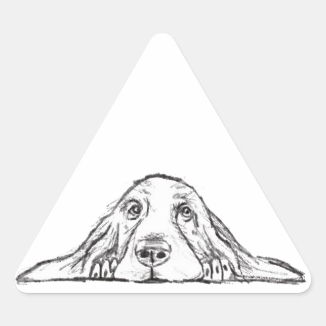 Pegatina Triangular ojos de perrito simple blanco negro (Anverso)