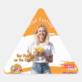 Pegatina Triangular Orange Smiling Blonde Woman Fries Family Fun
