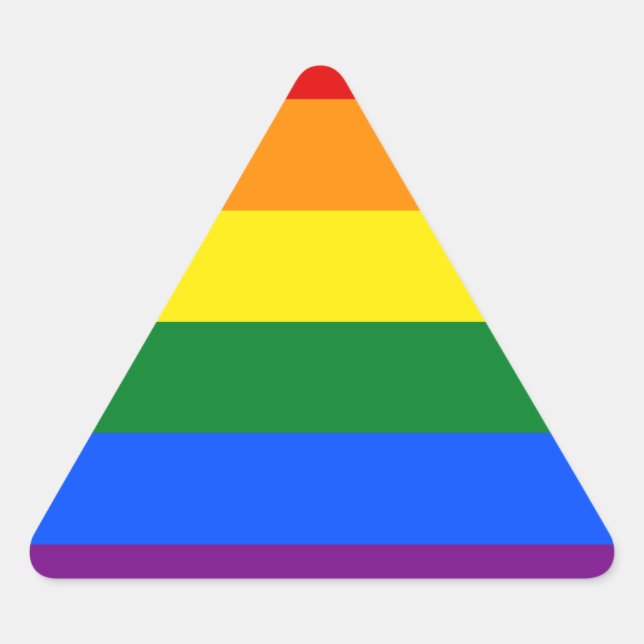 Pegatina Triangular Orgullo gay LGBT Banda arcoiris (Anverso)