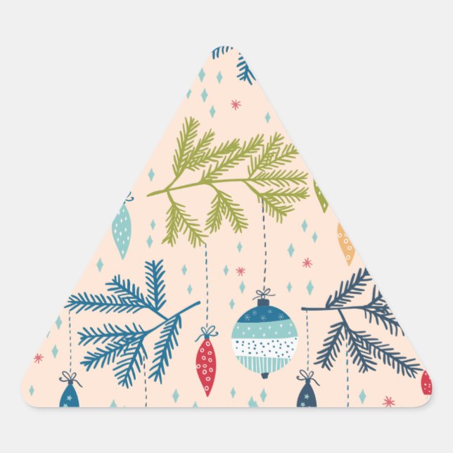 Pegatina Triangular Ornamentos navideños antiguos colgados en árboles (Anverso)