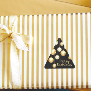 Pegatina Triangular Ornamentos navideños Gold Baubles en negro