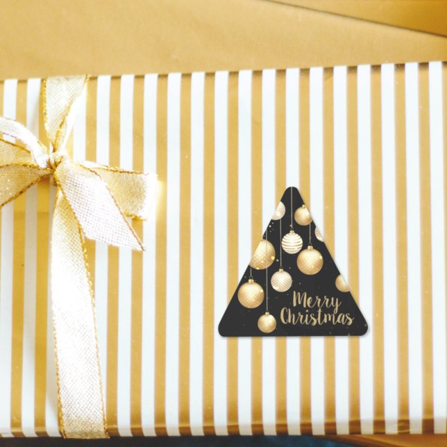 Pegatina Triangular Ornamentos navideños Gold Baubles en negro (Subido por el creador)