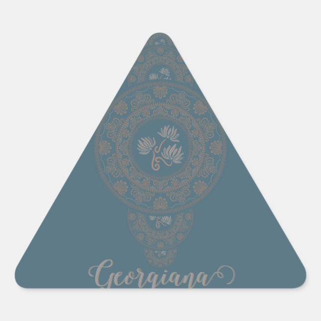 Pegatina Triangular Oro personalizado Rococo Lotus Ornamentala (Anverso)