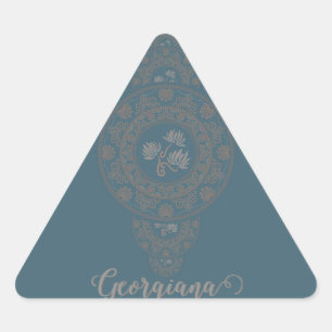 Pegatina Triangular Oro personalizado Rococo Lotus Ornamentala