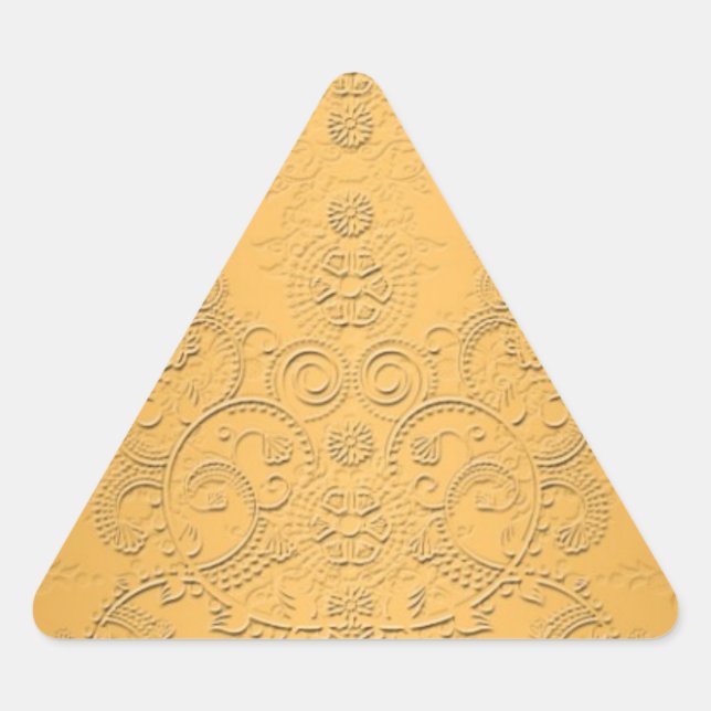 Pegatina Triangular Oro simulado con diseño ornamentado en relieve (Anverso)