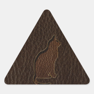 Pegatina Triangular Oscuridad del gato de la Cuero-Mirada