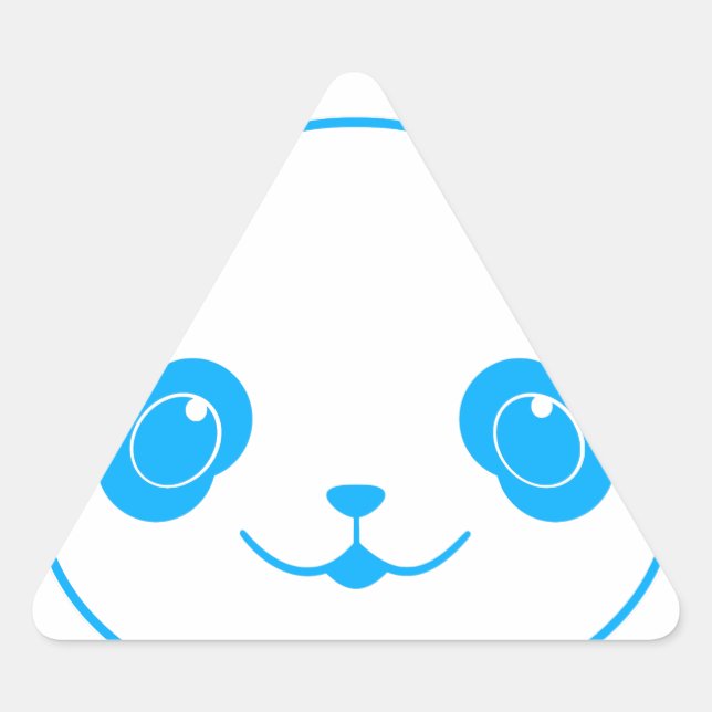 Pegatina Triangular Oso azul de Kawaii Panda (Anverso)