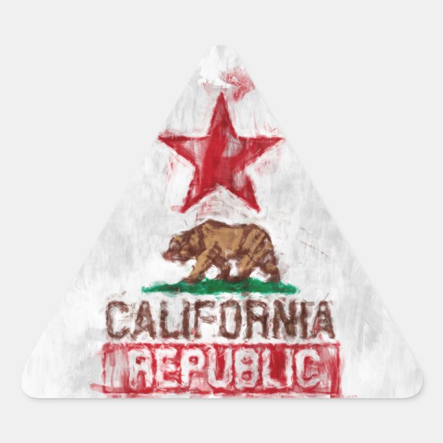 Pegatina Triangular Oso de bandera de la República de California en de (Anverso)