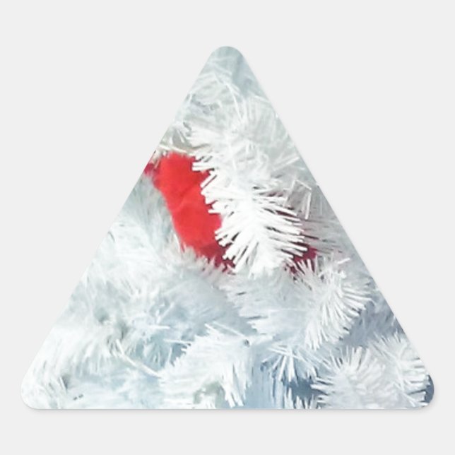 Pegatina Triangular Oso de peluche rojo en árbol de Navidad (Anverso)