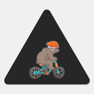 Pegatina Triangular oso en bicicleta oso