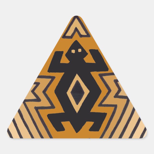 Pegatina Triangular Oso Mimbres nativo americano (Anverso)