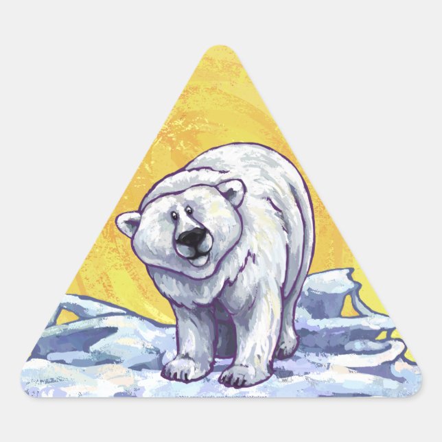 Pegatina Triangular Oso Polar Solitario (Anverso)