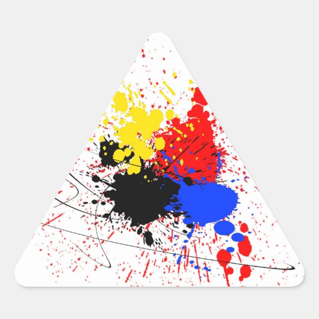 Pegatina Triangular Paint Splatt Art Black Blue Yellow (Anverso)
