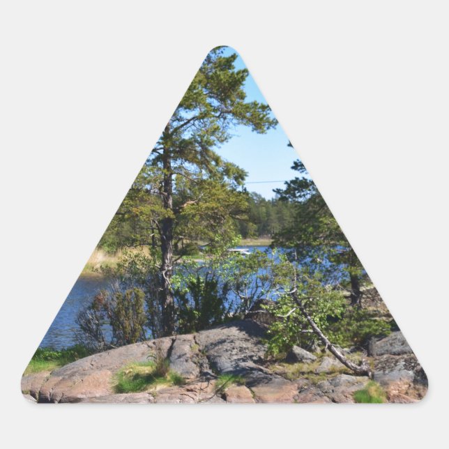 Pegatina Triangular Paisaje de Suecia (Anverso)