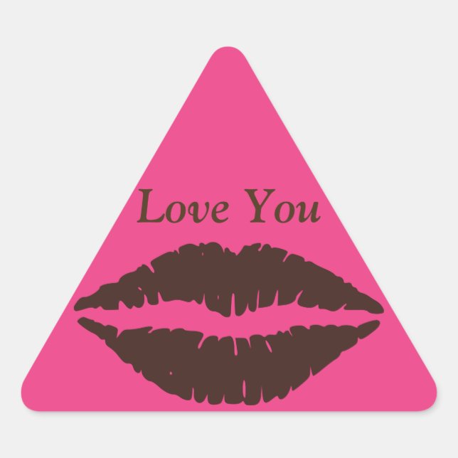Pegatina Triangular Palo de labio marrón chocolate Imprimir rosa (Anverso)
