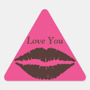 Pegatina Triangular Palo de labio marrón chocolate Imprimir rosa
