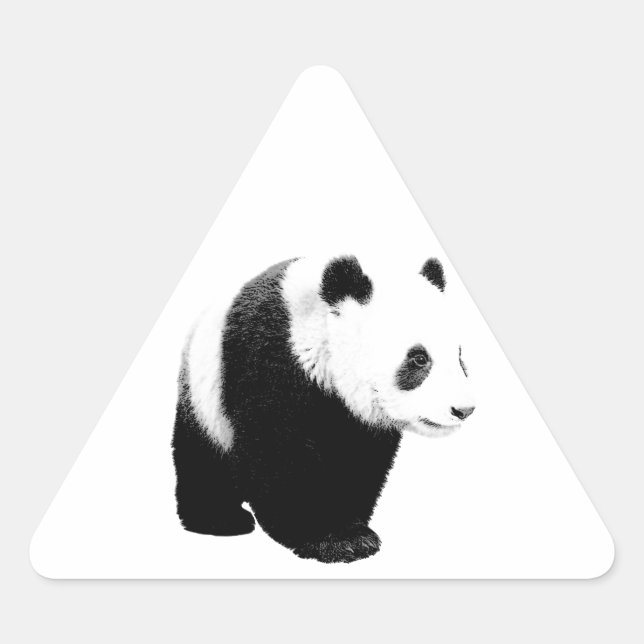 Pegatina Triangular Panda blanco y negro (Anverso)