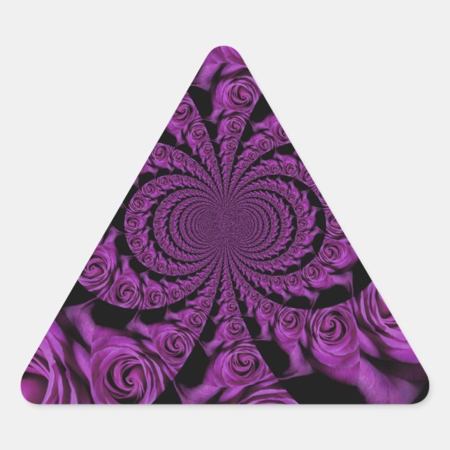 Pegatina Triangular Pasión morada: Rosas del romance real (Anverso)