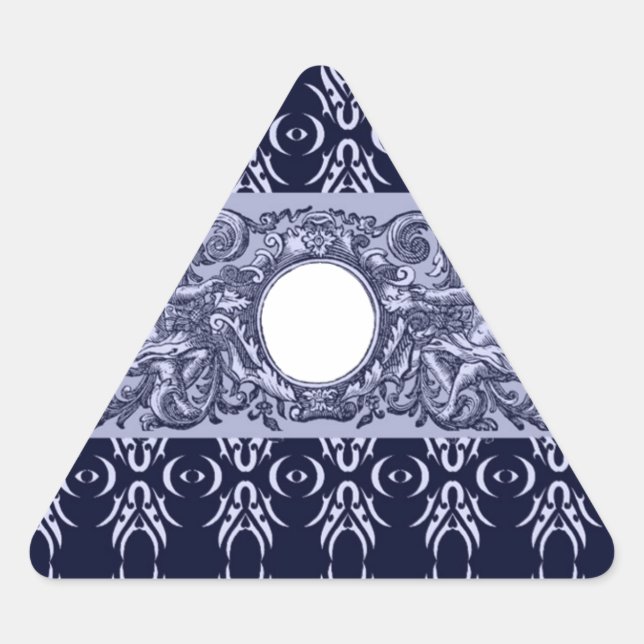 Pegatina Triangular Patrón barroco azul clásico de LeahG - cherubs (Anverso)