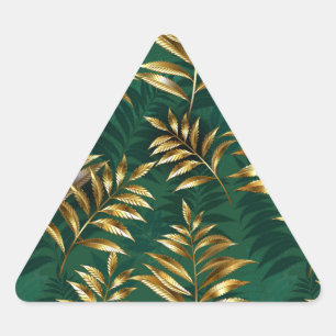 Pegatina Triangular Patrón continuo con helechos dorados
