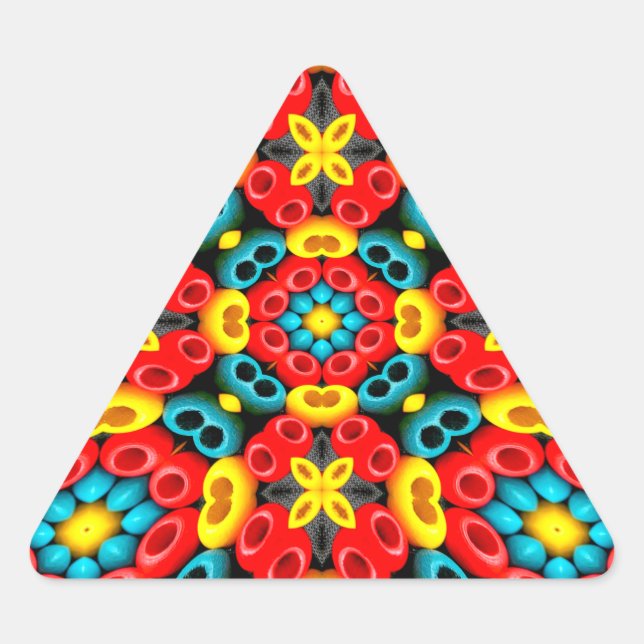 Pegatina Triangular Patrón de bolas de madera coloridas (Anverso)