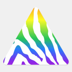 Pegatina Triangular Patrón de cebra arco iris